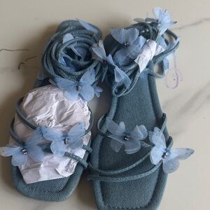 Blue Butterfly Embellished Sandals